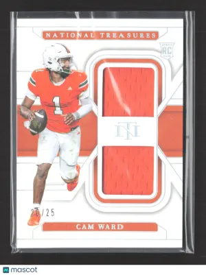 2025 Panini National Treasures Collegiate Cam Ward RC Patch #CM-CWD 20/25 Miami Hurricanes